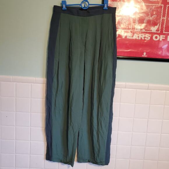 The Row Green Blue Stripe Cuffed Hem Straight Leg Slacks Pants Womens Size 8 - Picture 4 of 16